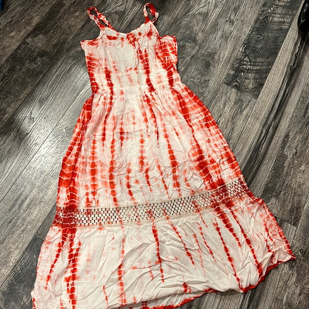 Studio west dress maxi size L gently used white red